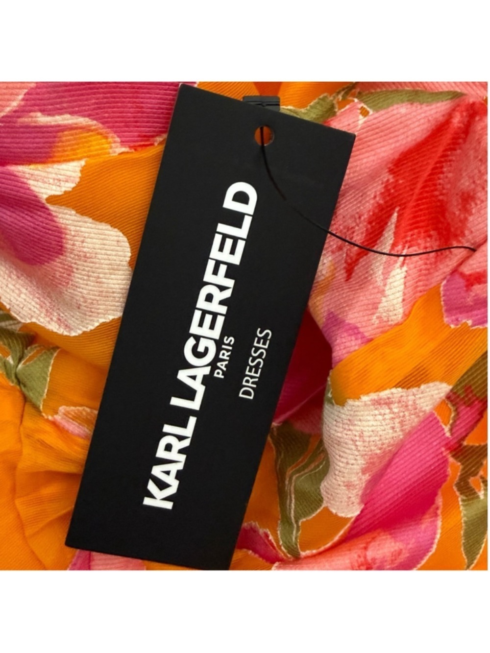 Karl Lagerfeld Paris Floral Midi Dress Orange Pink Yellow Size 4 NWT - Picture 5 of 8